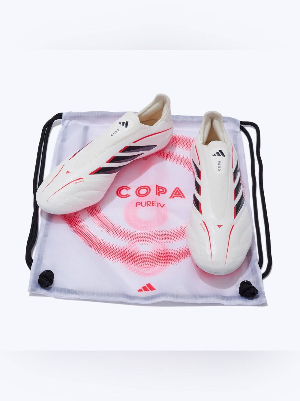 adidas Copa Pure IV Soccer Shoes Cleats - White/Black/Red Accents Football boots